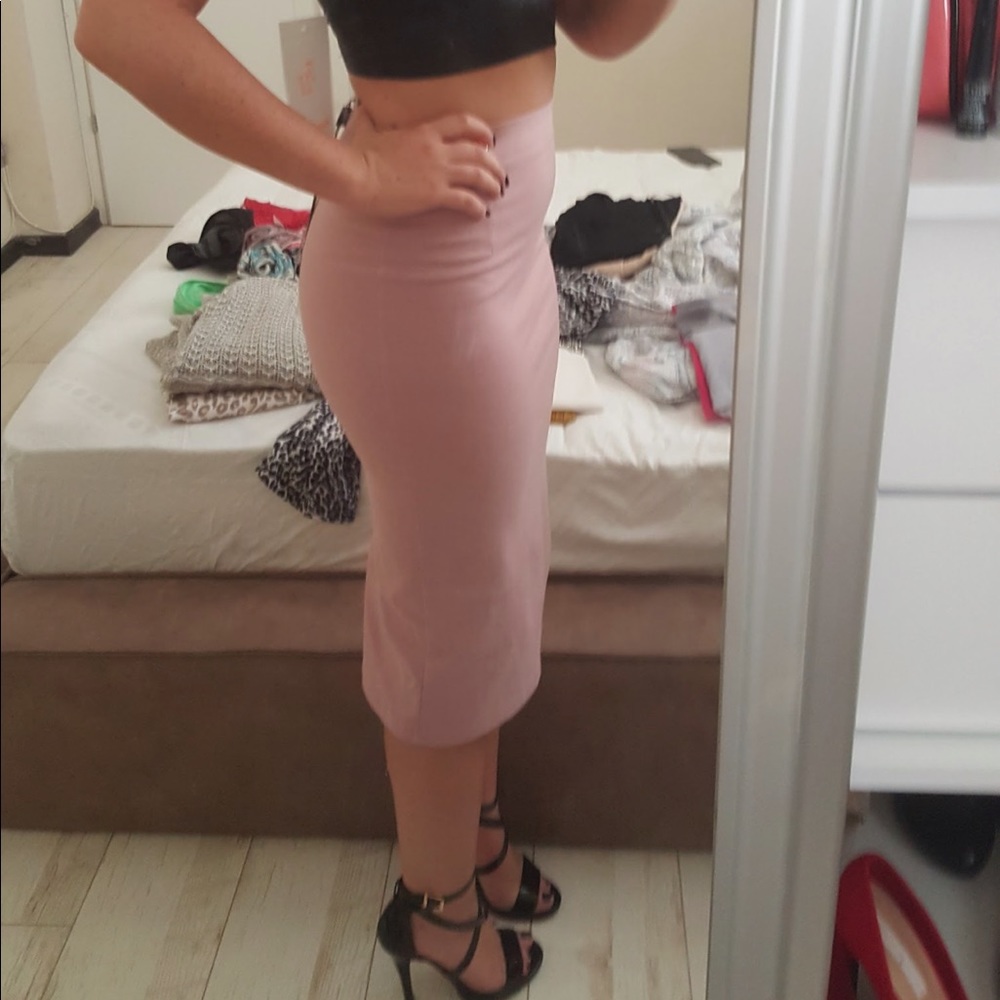 💋pink-nude midi skirt